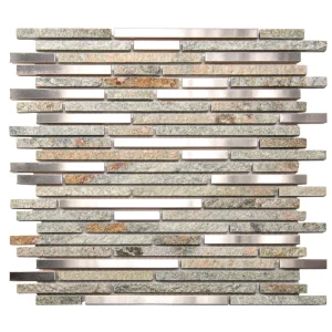 Apollo Tile (Sample) Waterfall Gray 4-in x 4-in Polished Glass/Metal/Stone Marble Linear Cement Look Wall Tile