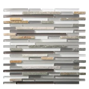 Apollo Tile (Sample) Waterfall Gray and Black 4-in x 4-in Multi-finish Glass/Metal/Stone Marble Linear Patterned Floor and Wall Tile