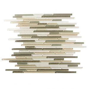 Apollo Tile (Sample) Waterfall White and Beige 4-in x 4-in Multi-finish Glass Linear Mosaic Floor and Wall Tile