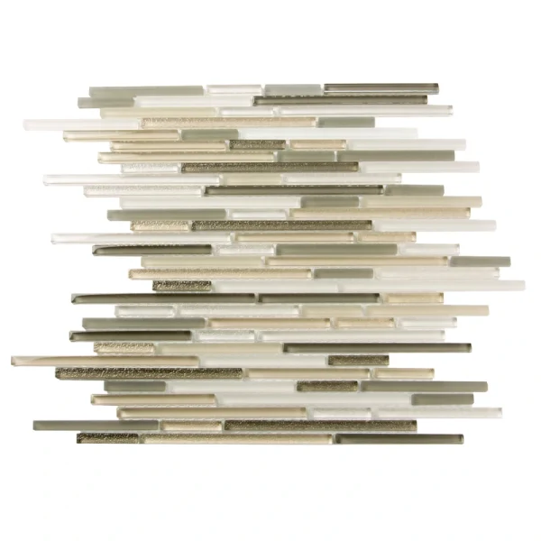 Apollo Tile (Sample) Waterfall White and Beige 4-in x 4-in Multi-finish Glass Linear Mosaic Floor and Wall Tile