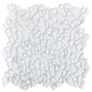 Apollo Tile (Sample) White 4-in x 4-in Glossy Glass Diamond Stone Look Floor and Wall Tile