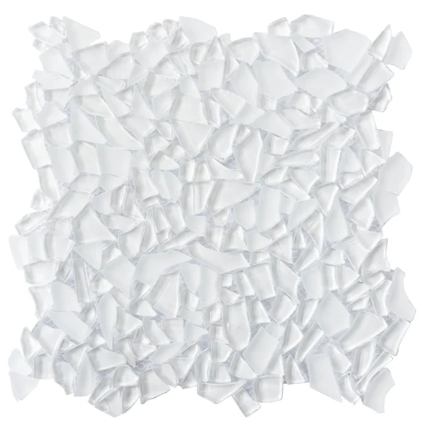 Apollo Tile (Sample) White 4-in x 4-in Glossy Glass Diamond Stone Look Floor and Wall Tile