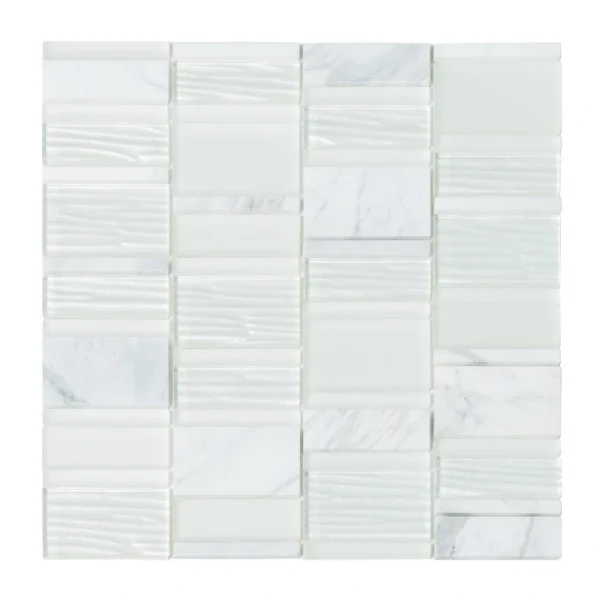 Apollo Tile (Sample) White 4-in x 4-in Honed Marble Mixed Pattern Mosaic Floor and Wall Tile
