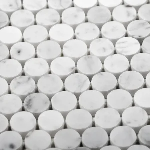 Apollo Tile (Sample) White 4-in x 4-in Honed Marble Penny Round Mosaic Floor and Wall Tile