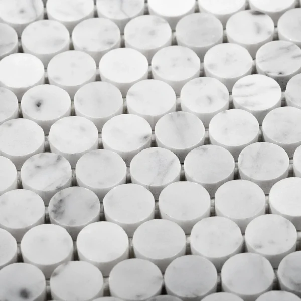 Apollo Tile (Sample) White 4-in x 4-in Honed Marble Penny Round Mosaic Floor and Wall Tile
