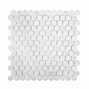 Apollo Tile (Sample) White 4-in x 4-in Polished Glass Honeycomb Patterned Floor and Wall Tile