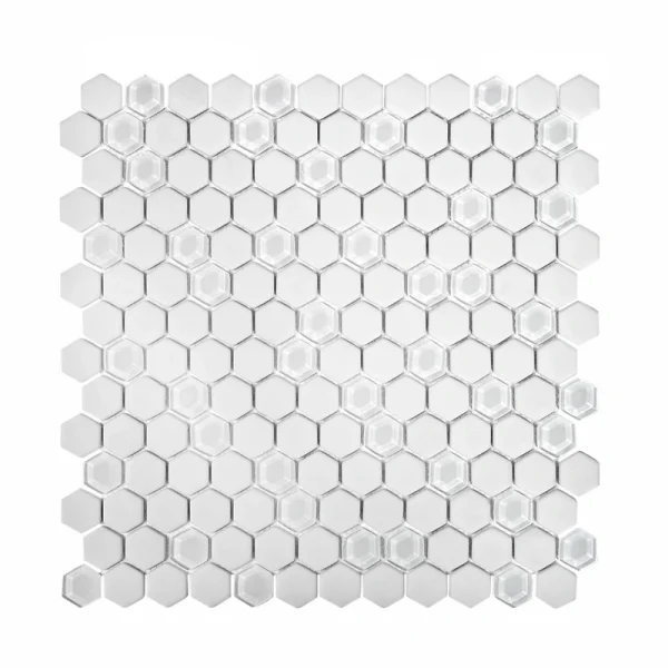 Apollo Tile (Sample) White 4-in x 4-in Polished Glass Honeycomb Patterned Floor and Wall Tile