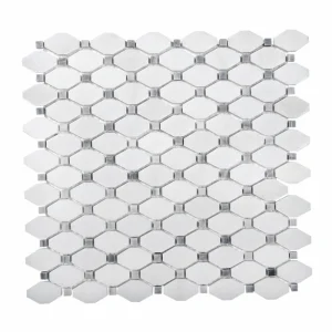 Apollo Tile (Sample) White 4-in x 4-in Polished Marble Octagon Dot Marble Look Floor and Wall Tile