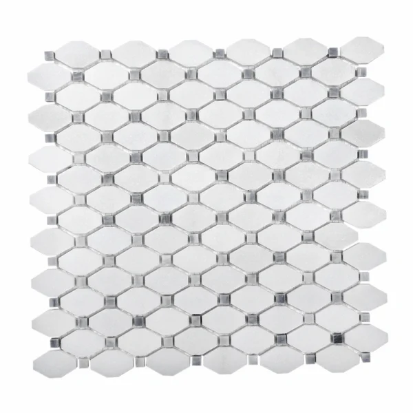 Apollo Tile (Sample) White 4-in x 4-in Polished Marble Octagon Dot Marble Look Floor and Wall Tile