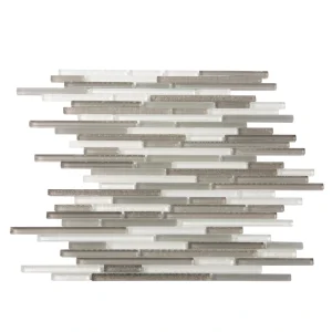 Apollo Tile (Sample) White and Gray 4-in x 6-in Multi-finish Glass Linear Patterned Floor and Wall Tile