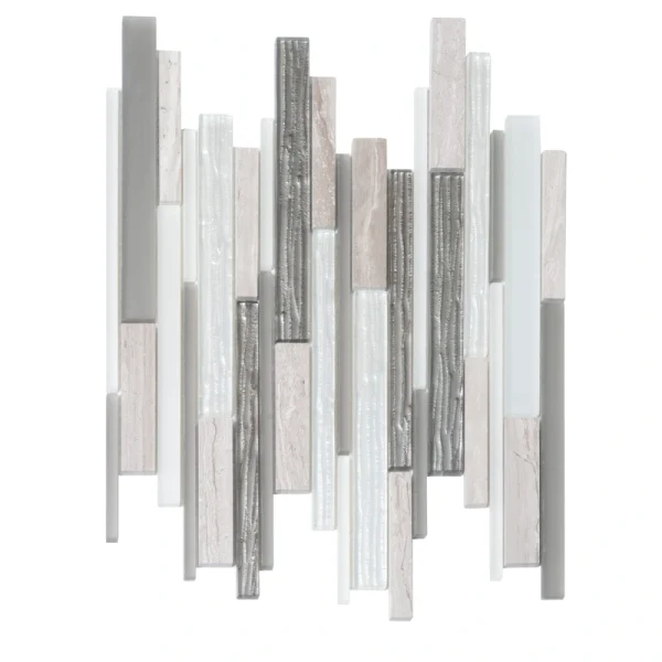 Apollo Tile (Sample) White, Gray 4-in x 4-in Polished Glass/Metal/Stone Marble Brick Look Floor and Wall Tile