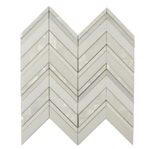 Apollo Tile (Sample) Winterland Pearl White 12-in x 12-in Polished Marble Herringbone Patterned Floor and Wall Tile