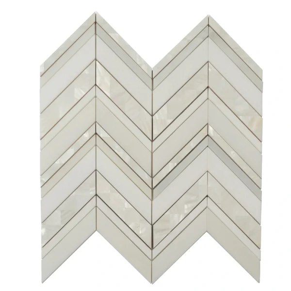 Apollo Tile (Sample) Winterland Pearl White 12-in x 12-in Polished Marble Herringbone Patterned Floor and Wall Tile