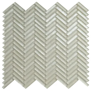 Apollo Tile (Sample) Winterland White 4-in x 4-in Glossy Glass Herringbone Mosaic Floor and Wall Tile
