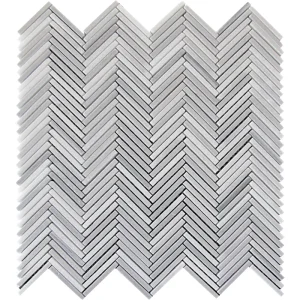 Apollo Tile (Sample) Zebra White, Gray 11-in x 11-in Polished Marble Herringbone Patterned Floor and Wall Tile