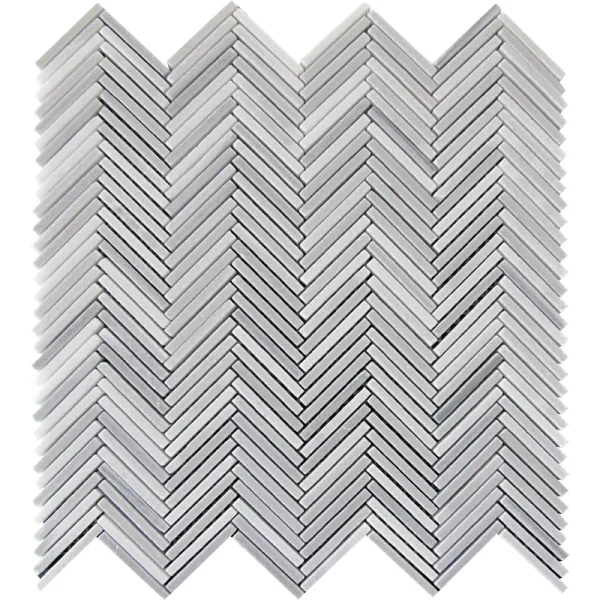 Apollo Tile (Sample) Zebra White, Gray 11-in x 11-in Polished Marble Herringbone Patterned Floor and Wall Tile