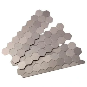 Aspect by ACP Aspect 11″ x 4″ Stainless Peel & Stick Metal Matted Honeycomb Backsplash Tiles – 3 Pack
