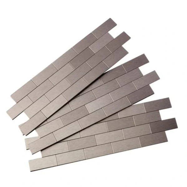 Aspect by ACP Aspect 12.5″ x 4″ Stainless Peel & Stick Metal Matted Subway Backsplash Tiles – 3 Pack