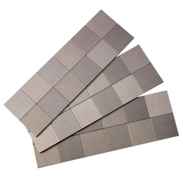 Aspect by ACP Aspect 12″ x 4″ Stainless Peel & Stick Metal Matted Square Backsplash Tiles – 3 Pack