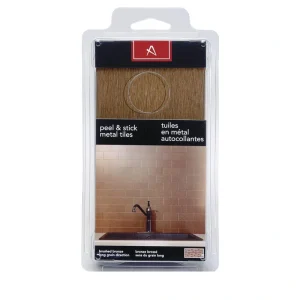 Aspect by ACP Aspect 3″ x 6″ Bronze Peel & Stick Brushed Metal Long Grain Backsplash Tiles – 8 Pack
