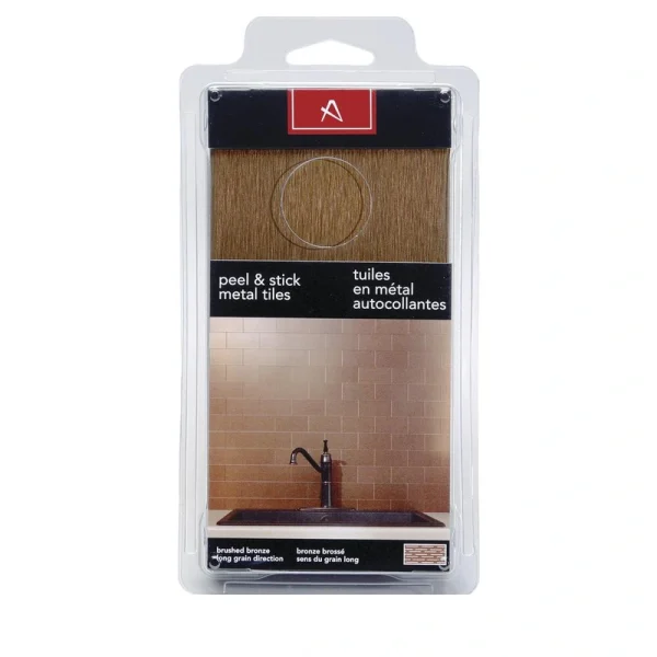 Aspect by ACP Aspect 3″ x 6″ Bronze Peel & Stick Brushed Metal Long Grain Backsplash Tiles – 8 Pack