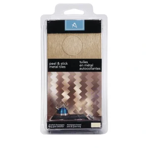 Aspect by ACP Aspect 3″ x 6″ Champagne Peel & Stick Brushed Metal Long Grain Backsplash Tiles – 8 Pack