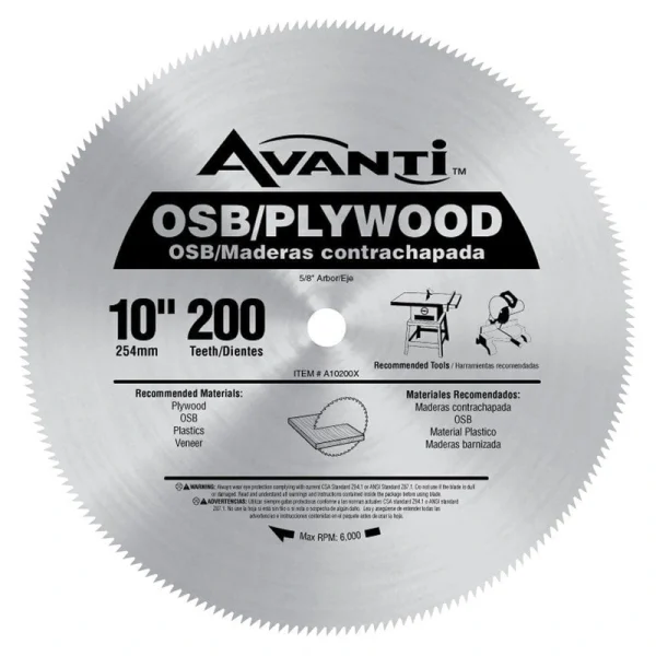 Avanti 10 in. x 200-Tooth OSB/Plywood Ripping Circular Saw Blade