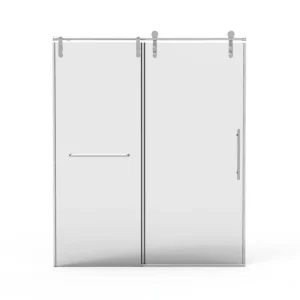 AZDHOME 56-60 in.W x 70 in.H Frameless Sliding Glass Shower Door in Brushed Nickel With 5/16 in.(8mm) Clear Tempered Glass