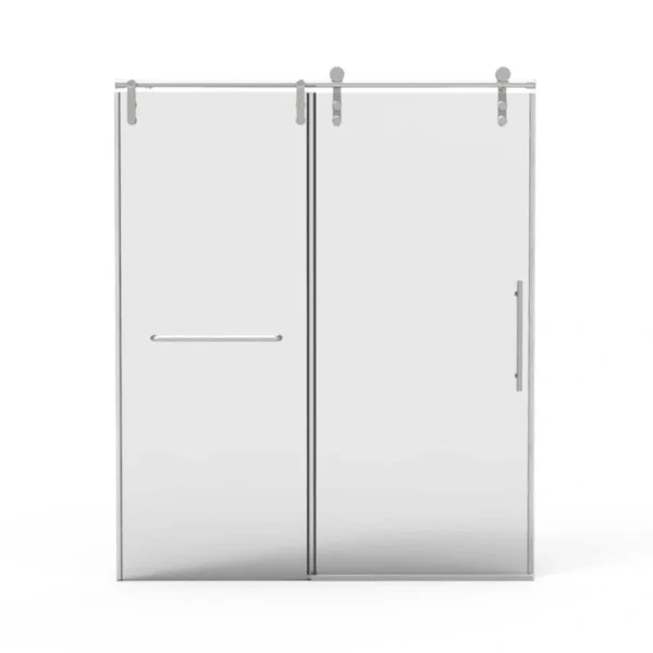 AZDHOME 56-60 in.W x 70 in.H Frameless Sliding Glass Shower Door in Brushed Nickel With 5/16 in.(8mm) Clear Tempered Glass
