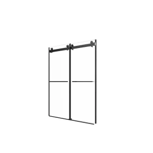 AZDHOME 56-60 in.W x 76 in.H Frameless Sliding Glass Shower Door in Matte Black With 3/8 in.(10mm) Clear Tempered Glass