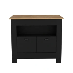 BABOOM Black Mdf Base with Composite Top Kitchen Island (27.5-in x 40.5-in x 35.3-in)