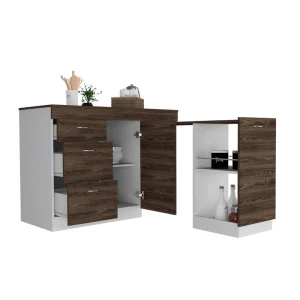 BABOOM Brown Mdf Base with Mdf Top Kitchen Island (20.07-in x 45.8-in x 33.4-in)