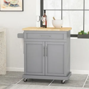 BABOOM Gray Composite Base with Composite Top Rolling Kitchen Cart (18-in x 32-in x 34.5-in)
