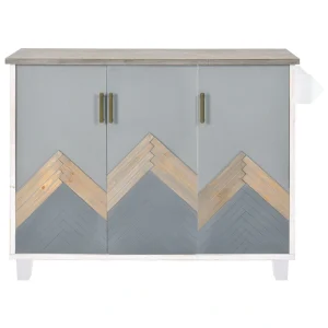 BABOOM Gray Mdf Base with Wood Top Rolling Kitchen Island (25.8-in x 51.6-in x 36.7-in)