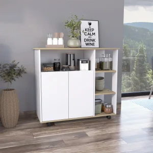 BABOOM White Composite Base with Composite Top Rolling Kitchen Cart (15.7-in x 39.7-in x 35.4-in)