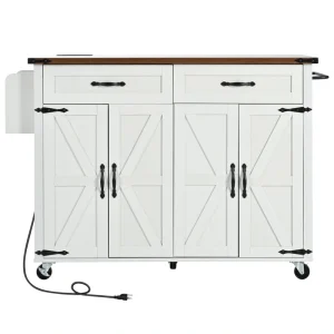 BABOOM White Mdf Base with Mdf Top Rolling Kitchen Island (28.75-in x 53.5-in x 36.5-in)