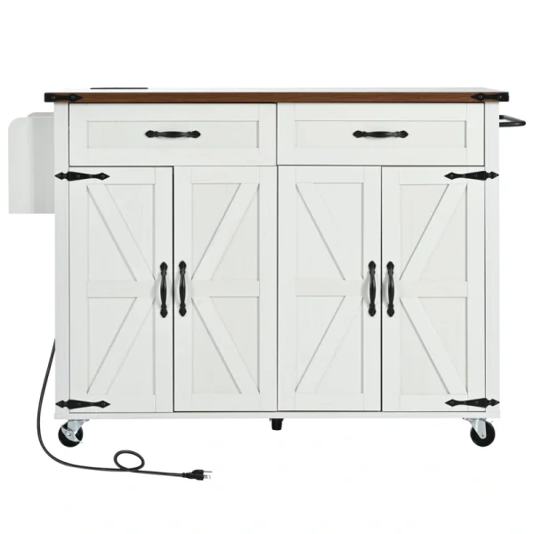 BABOOM White Mdf Base with Mdf Top Rolling Kitchen Island (28.75-in x 53.5-in x 36.5-in)