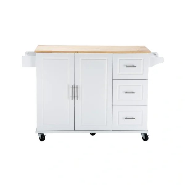 BABOOM White Mdf Base with Wood Top Rolling Kitchen Island (17-in x 53.93-in x 36.22-in)