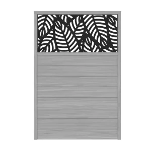 Barrette Outdoor Living 6 ft. x 4 ft. Driftwood Vinyl Fence with Sanibel Black Decorative Screen