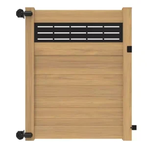 Barrette Outdoor Living 6 ft. x 58 in. Horizontal Fence – Boardwalk DSP Vinyl Privacy Gate w/DSP Topper Woodgrain Cypress