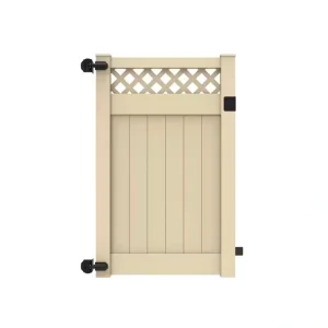 Barrette Outdoor Living Anderson 4 ft. x 6 ft. Sand Vinyl Lattice Top Fence Gate