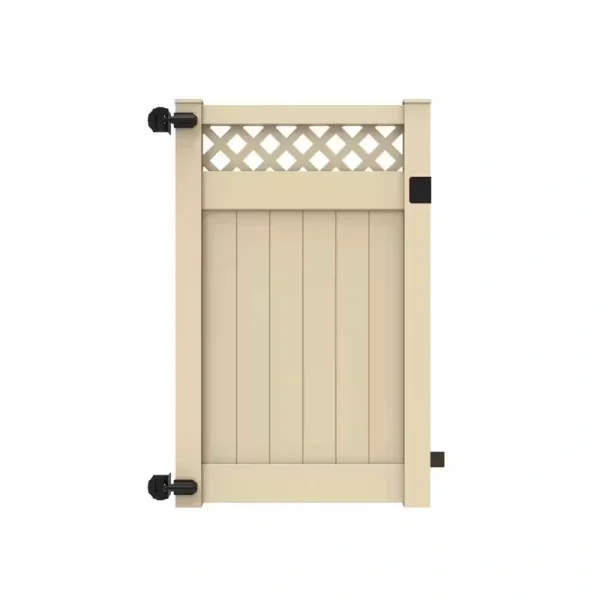 Barrette Outdoor Living Anderson 4 ft. x 6 ft. Sand Vinyl Lattice Top Fence Gate