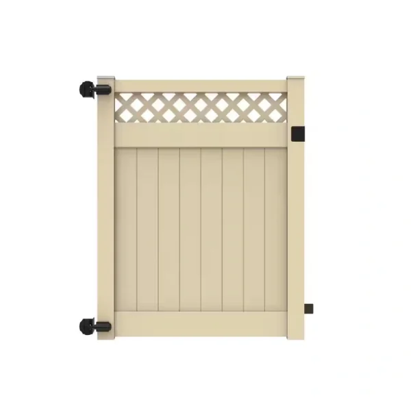 Barrette Outdoor Living Anderson 5 ft. x 6 ft. Sand Vinyl Lattice Top Fence Gate
