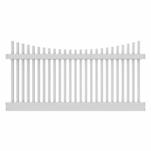 Barrette Outdoor Living Yukon Scallop 4 ft. H x 8 ft. W White Vinyl Un-Assembled Fence Panel
