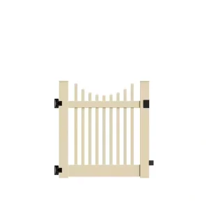 Barrette Outdoor Living Yukon Scallop 4 ft. W x 4 ft. H Sand Vinyl Un-Assembled Fence Gate