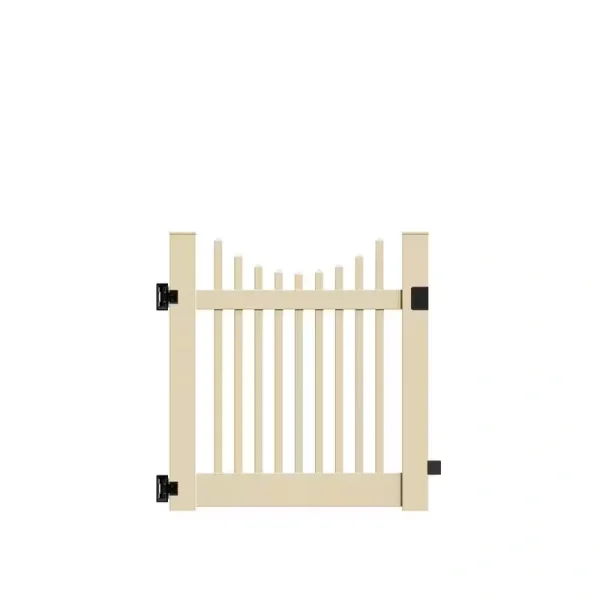 Barrette Outdoor Living Yukon Scallop 4 ft. W x 4 ft. H Sand Vinyl Un-Assembled Fence Gate