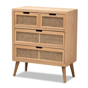 Baxton Studio Alina Medium Oak Fir 4-Drawer Accent Chest