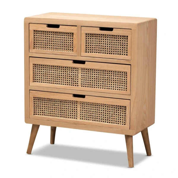 Baxton Studio Alina Medium Oak Fir 4-Drawer Accent Chest