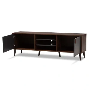 Baxton Studio Samuel Modern/Contemporary Walnut Tv Cabinet (Accommodates TVs more than 70-in)