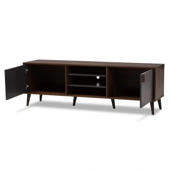 Baxton Studio Samuel Modern/Contemporary Walnut Tv Cabinet (Accommodates TVs more than 70-in)